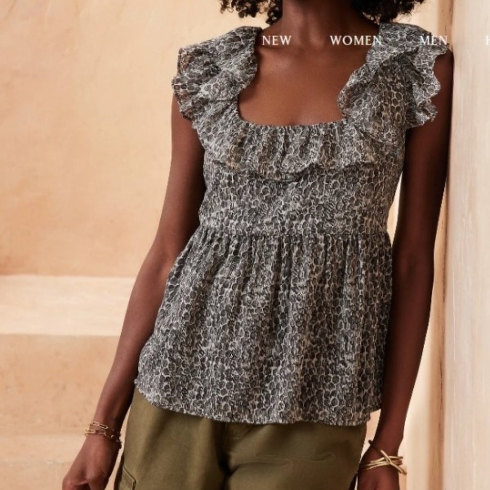 NWT Banana Republic Factory Flutter Sleeve Tie-Back Chiffon Tank Size S NwT